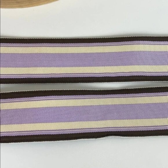Rare J.Crew S / M Vintage Belt Bamboo Buckle Striped Lavender Brown Ivory - Picture 7 of 11